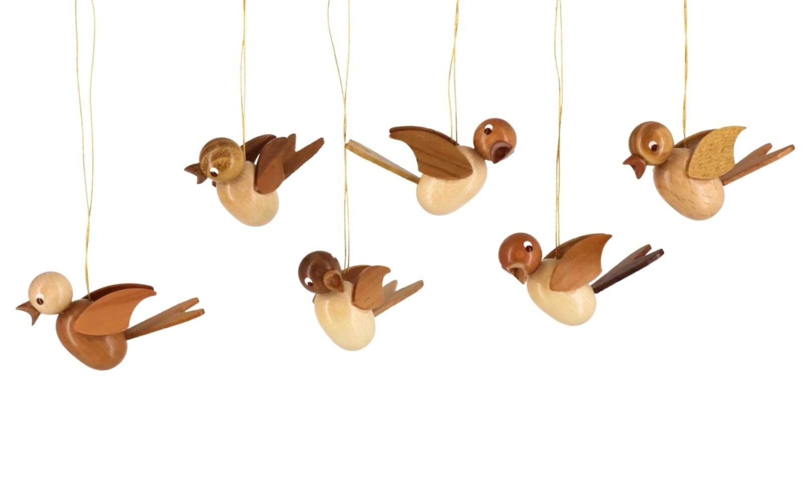 Vögel zum Hängen, 6 Stück, natur von SEIFFEN.COM