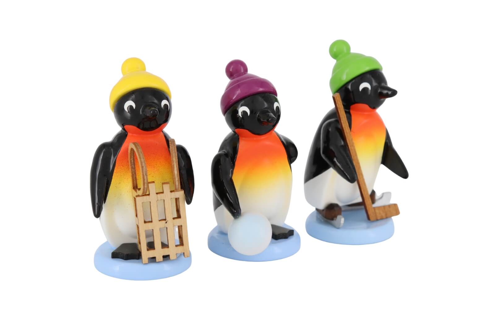 Miniatur Pinguine Freizeitsportler, 3 - teilig, 6 cm, farbig von SEIFFEN.COM