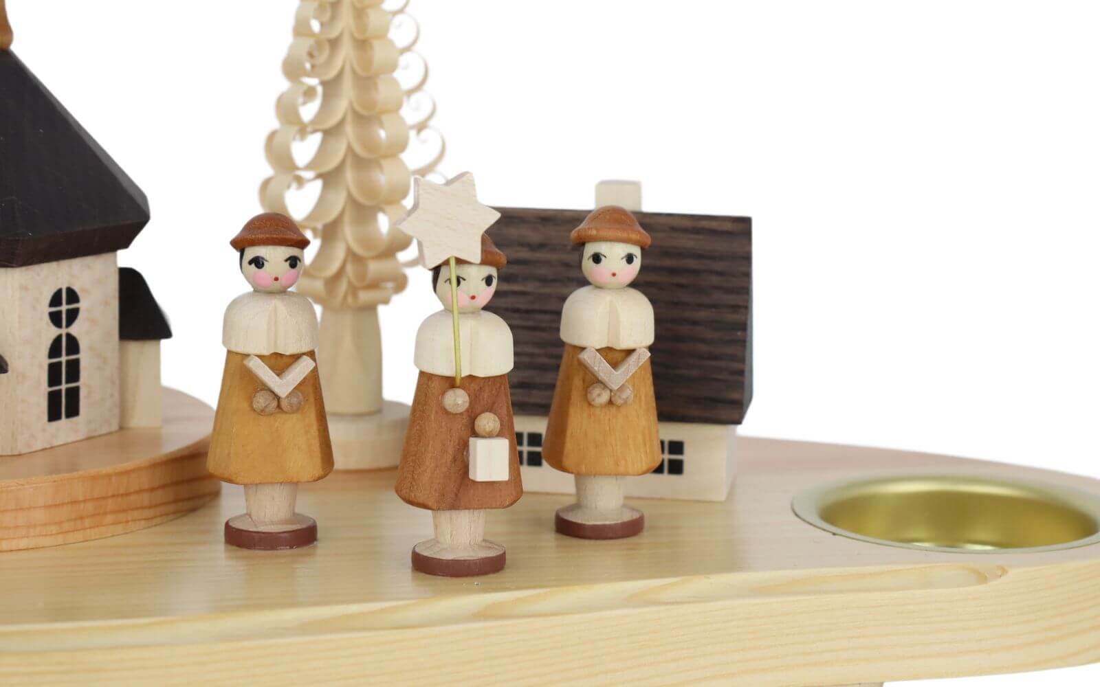 Weihnachtskerzenhalter Seiffener Kirche, Laternenkinder, Kurrende, natur von Knuth Neuber_4