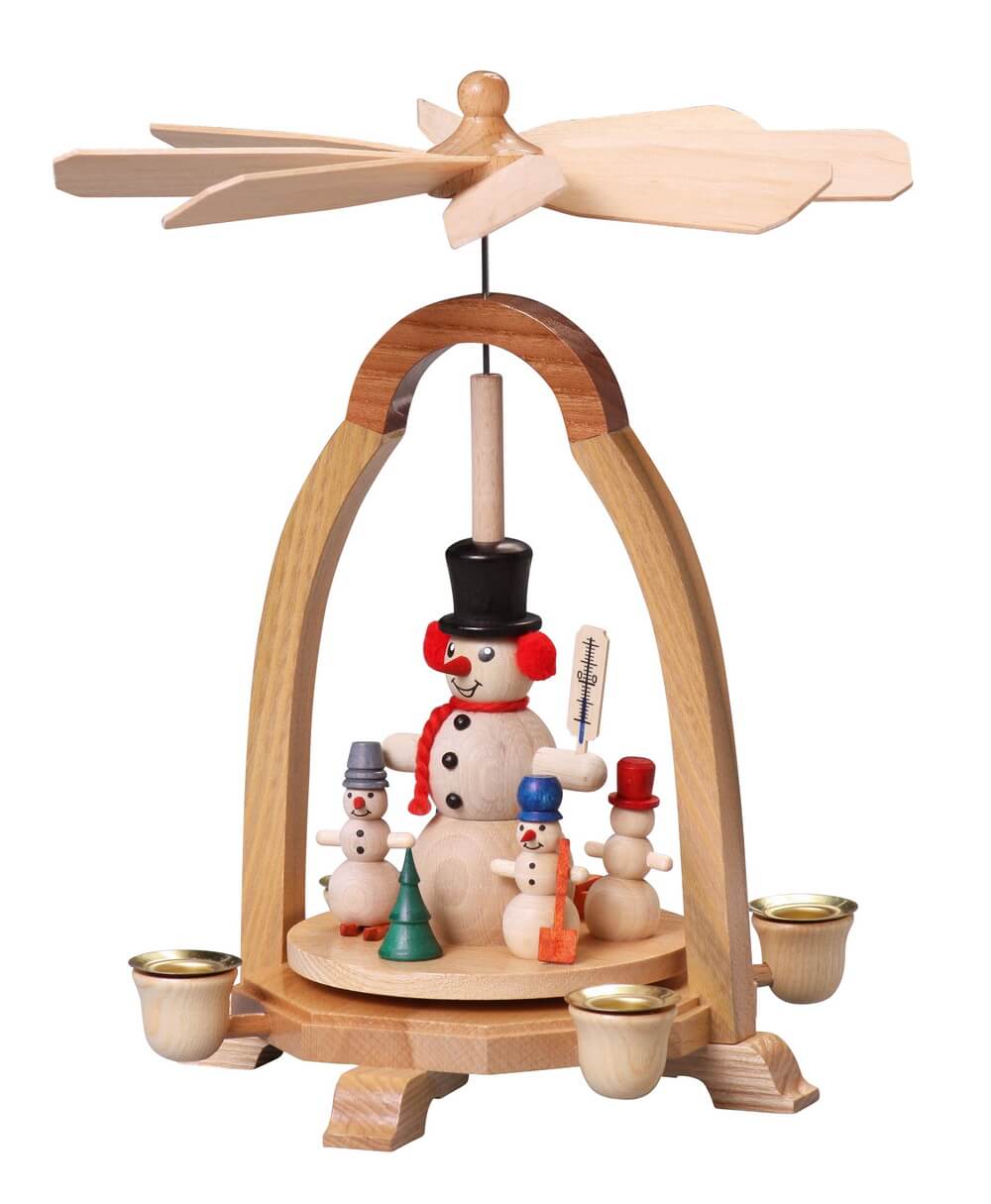 Weihnachtspyramide mit Schneemann, 24 cm von Thomas Preißler