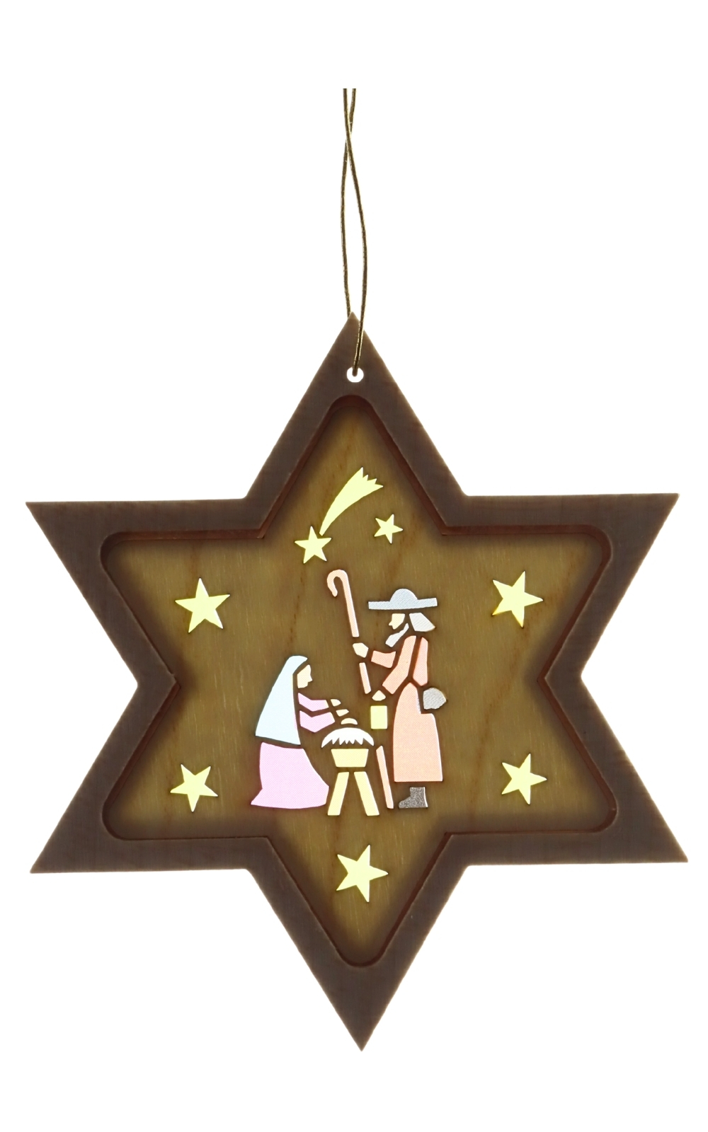 Christbaumschmuck Stern mit Diaphanbild Heilige Familie von Richard Glässer_2