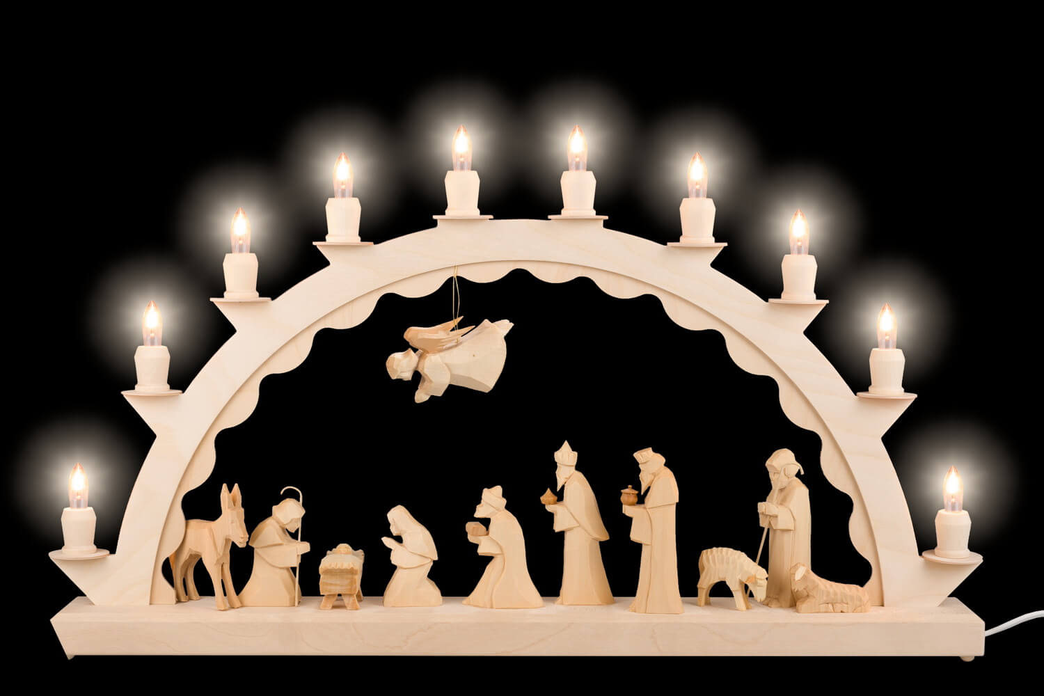 LED Schwibbogen mit geschnitzter Heiliger Familie von SEIFFEN.COM_2