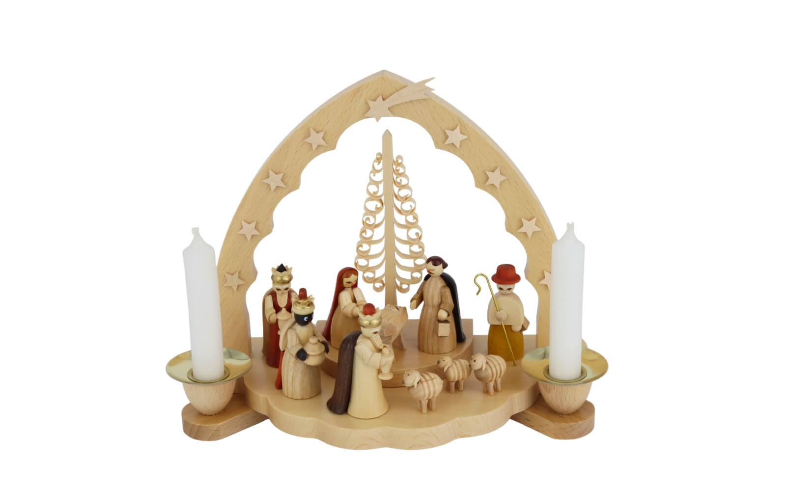 Kerzenhalter mit Heilige Familie, 20 cm, natur von Richard Glässer_4