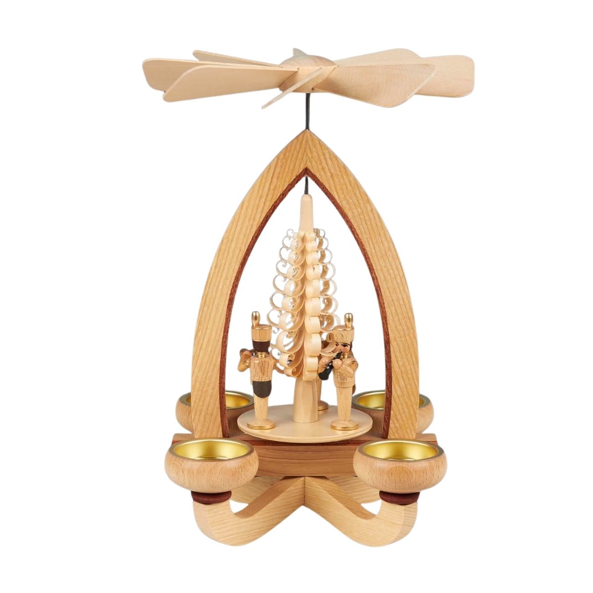 Weihnachtspyramide mit Bergleuten für Teelicher, 28 cm von Heinz Lorenz
