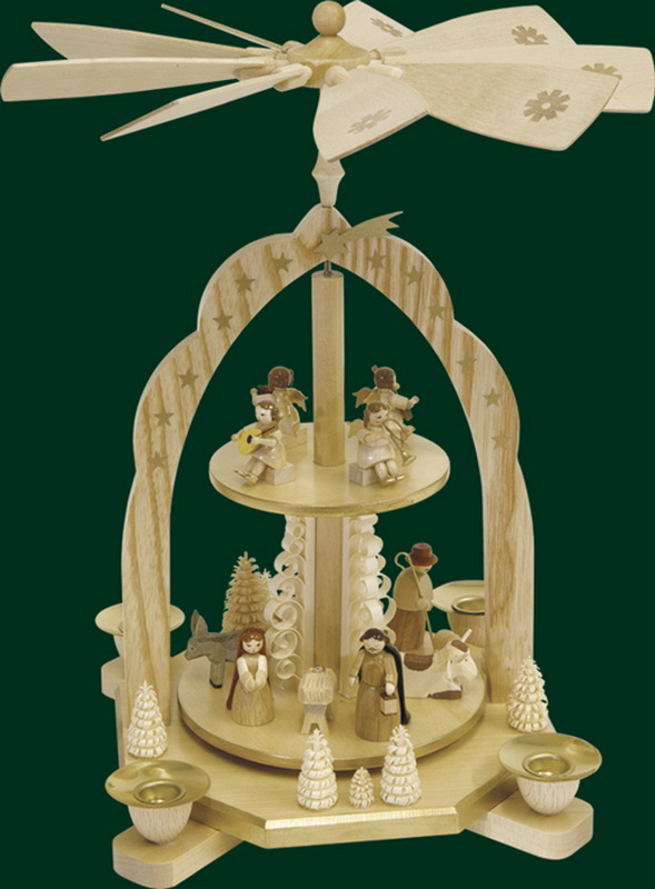 Weihnachtspyramide Christi Geburt mit Engeln, 2-stöckig von Richard Glässer_2