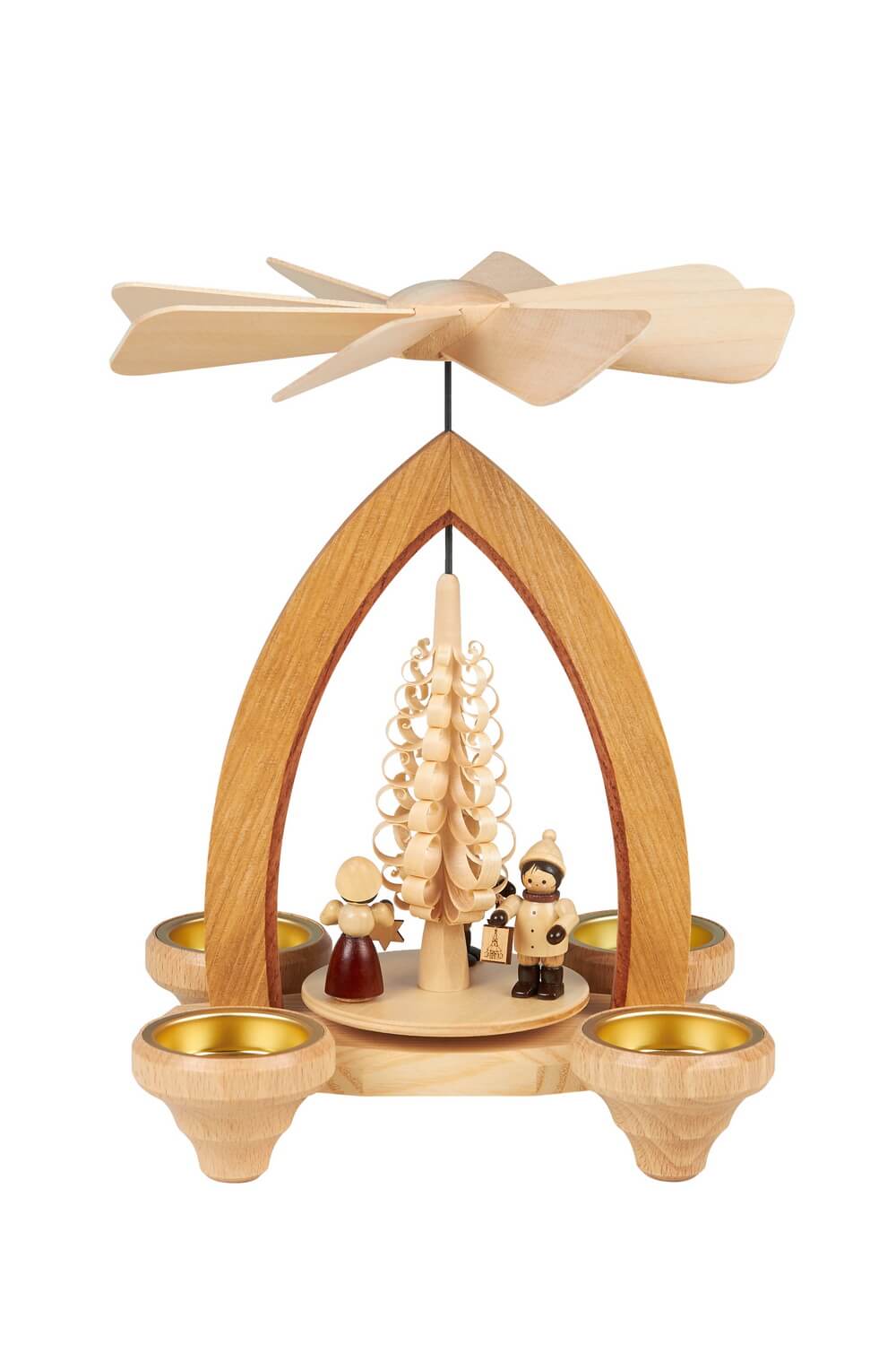 Weihnachtspyramide für Teelichte Lampionkinder, 26 cm, natur von Heinz Lorenz