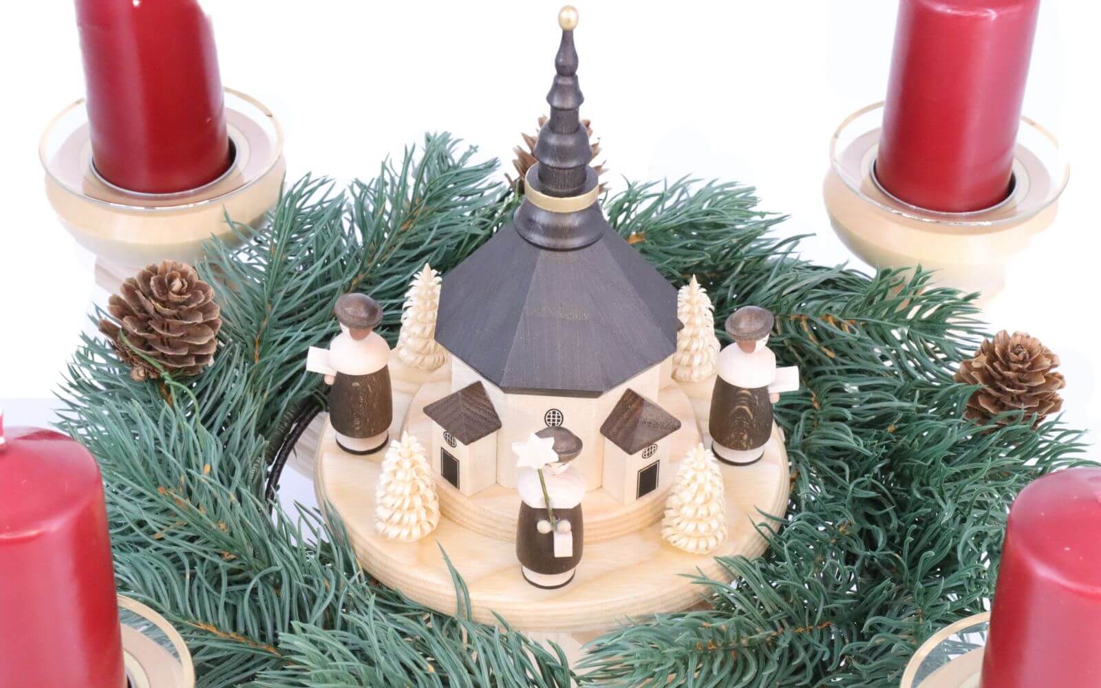 Adventskranz mit Seiffener Kirche und Tannenkranz, natur von Albin Preißler_2