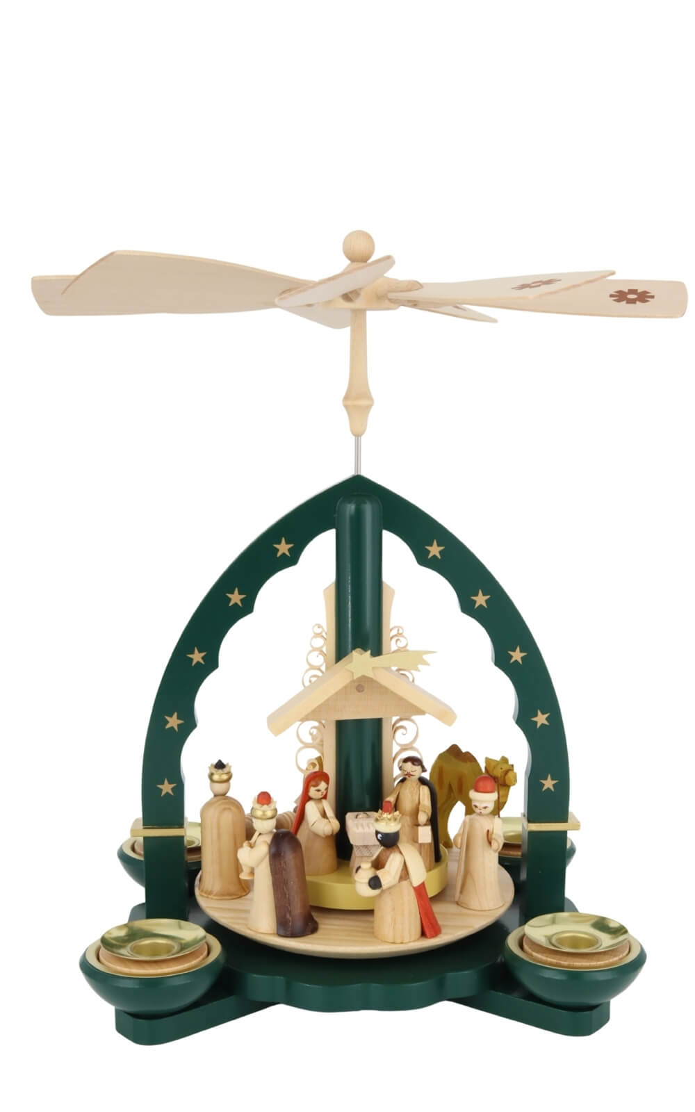 Weihnachtspyramide Christi Geburt für Teelicht und Kerzen, grün, 28 cm von Richard Glässer_4