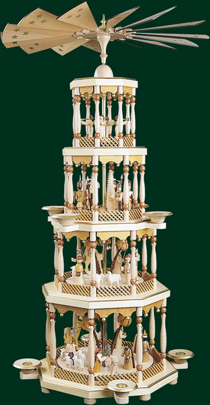 Weihnachtspyramide mit Heiliger Familie, 4 – stöckig, 94 cm von Richard Glässer_1
