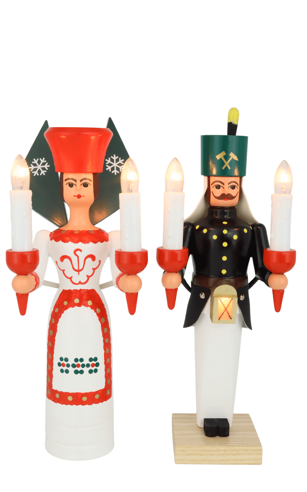 Engel und Bergmann, 26 cm, farbig, elektrisch beleuchtet von SEIFFEN.COM