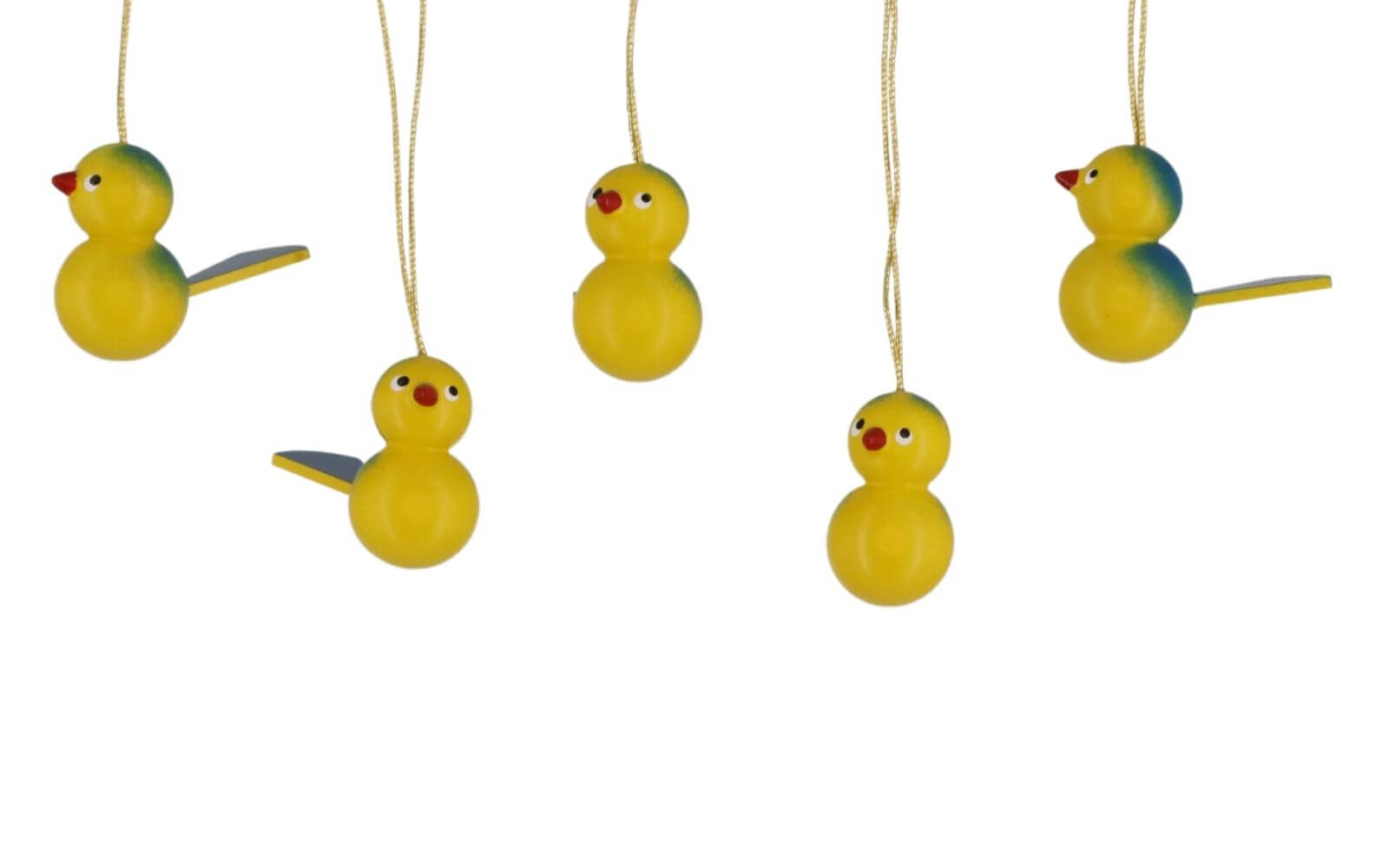 Vögel zum Hängen, 5 Stück, gelb/blau von SEIFFEN.COM