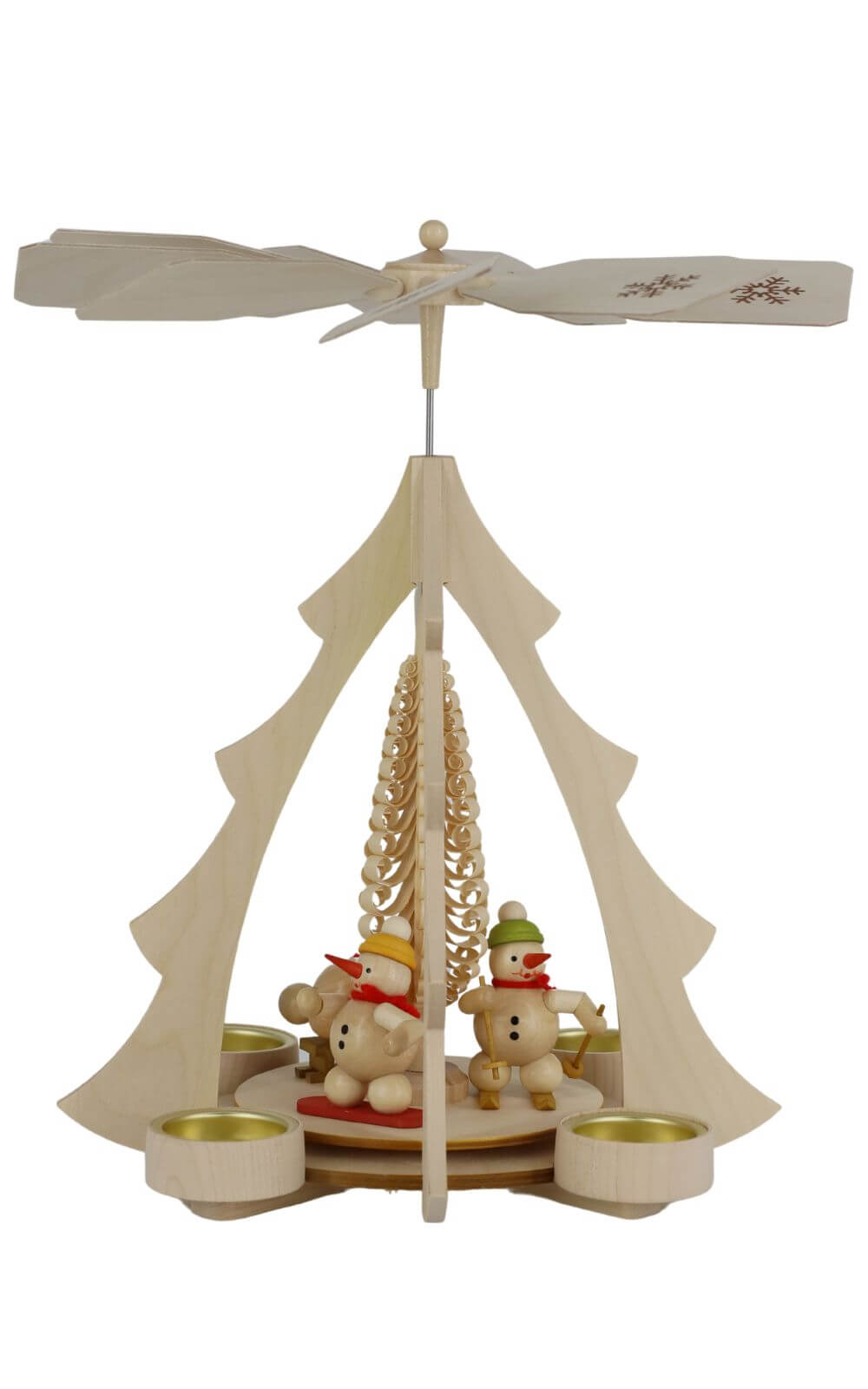 Weihnachtspyramide für Teelichte mit Schneemännern, 33 cm von Ralf Zenker_1