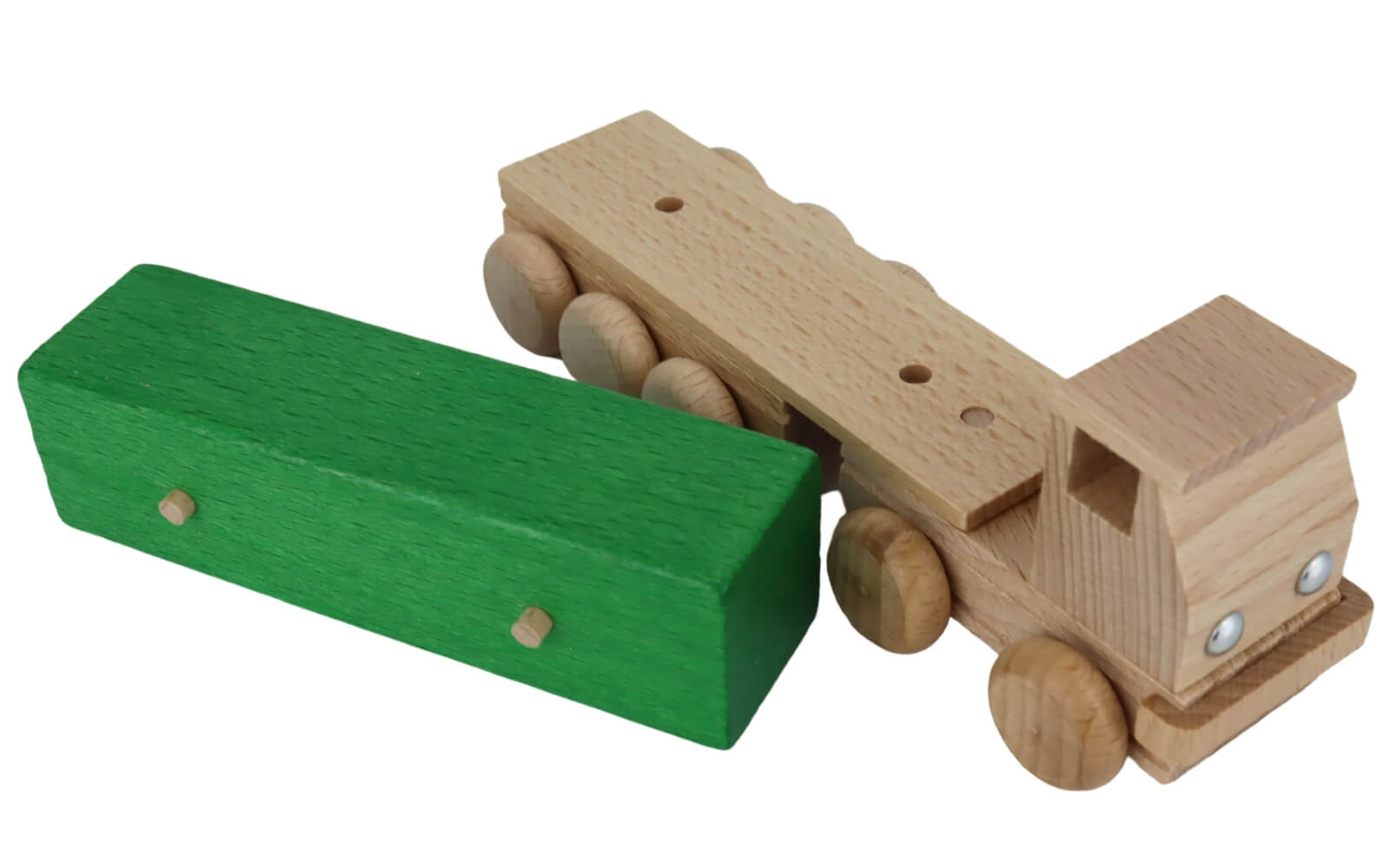 Holzauto Sattelschlepper mit Pritsche, farbig von Ebert GmbH_1