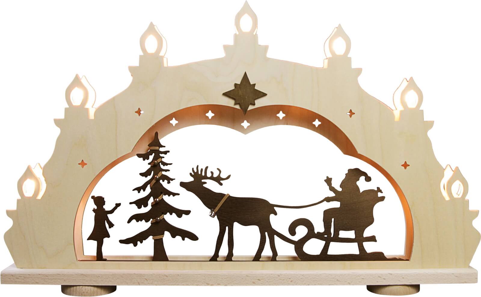LED Schwibbogen Rustikal Weihnachtsmann auf Schlitten von Weigla