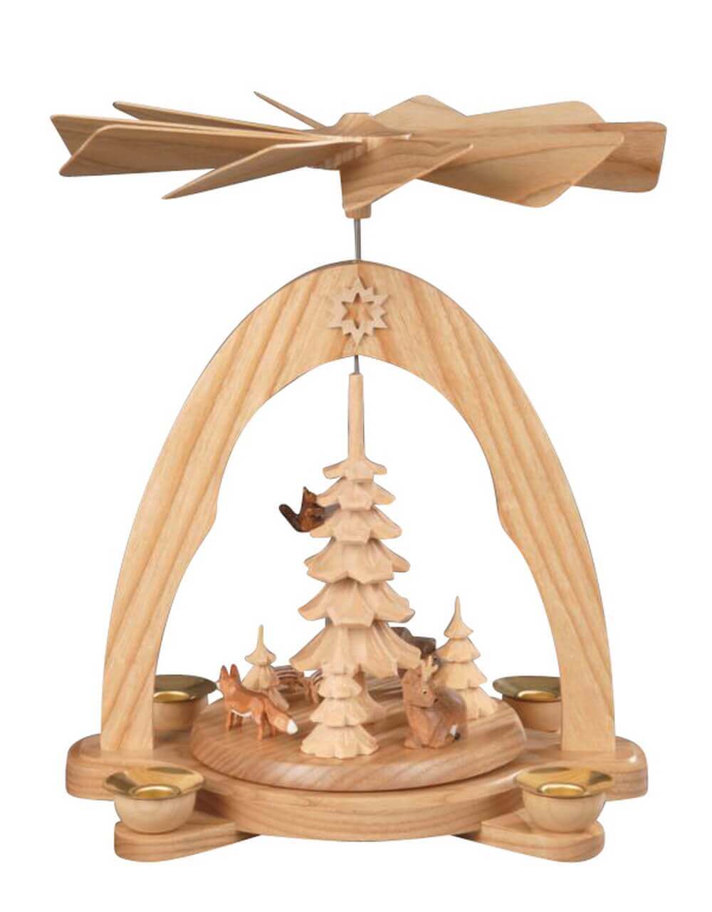 Weihnachtspyramide mit Waldtieren, natur, 28 cm von Albin Preißler