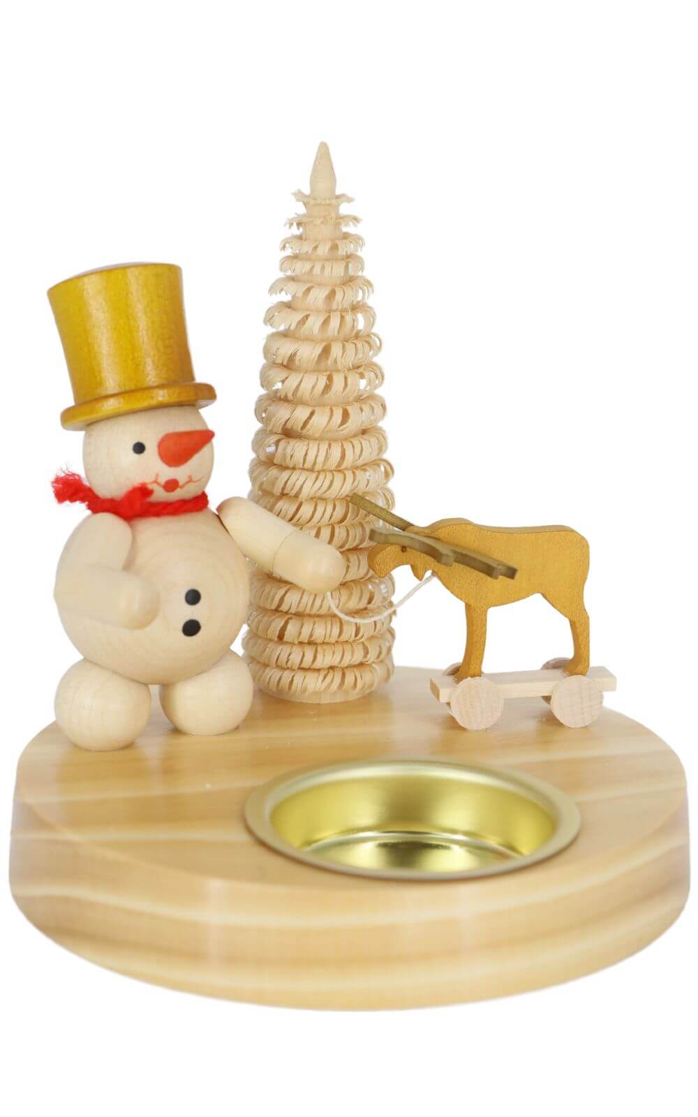 Kerzenhalter für Teelichte Schneemann mit Elch, natur von Ralf Zenker