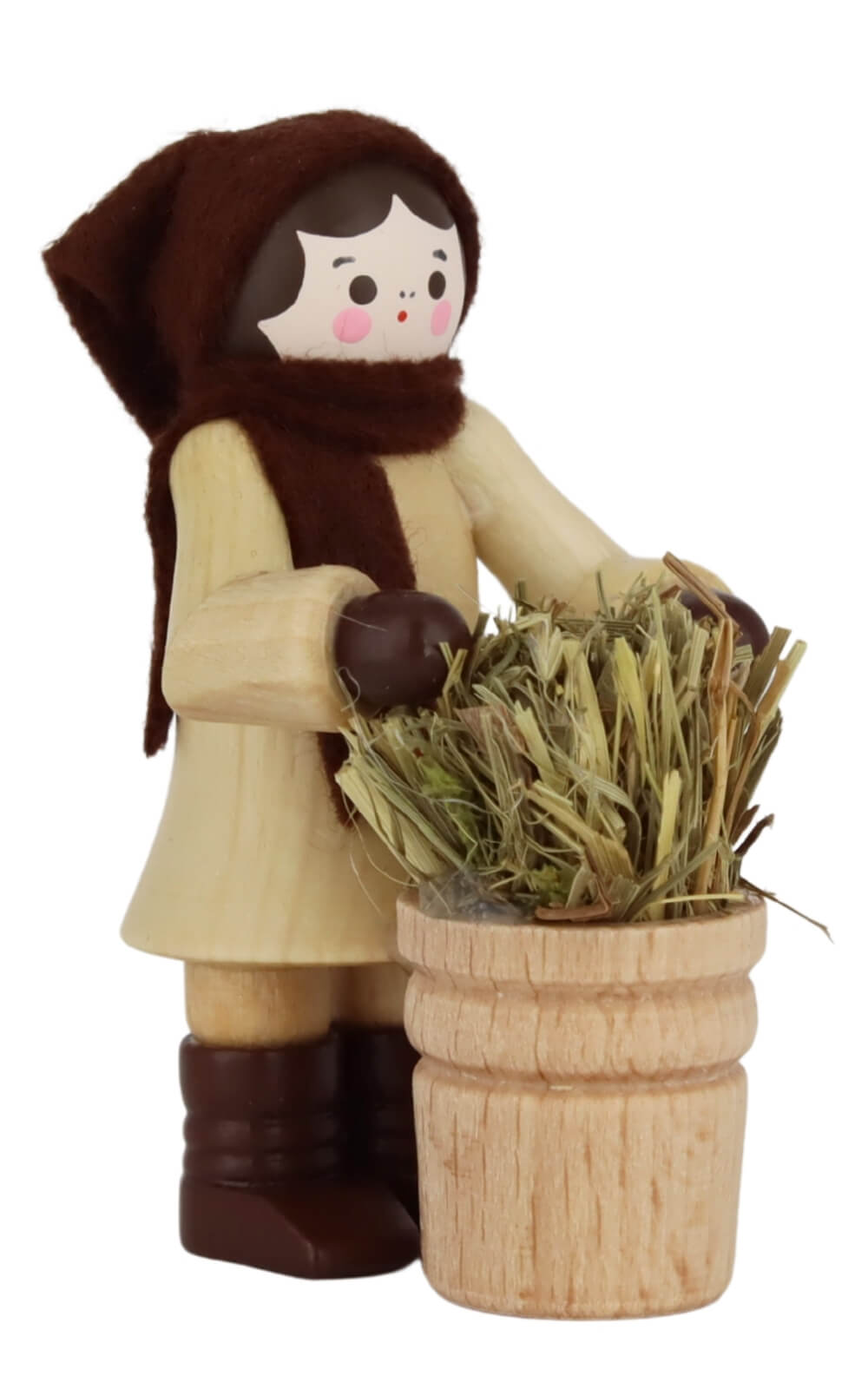Frau mit Heukorb, 6 cm, natur von Romy Thiel_3