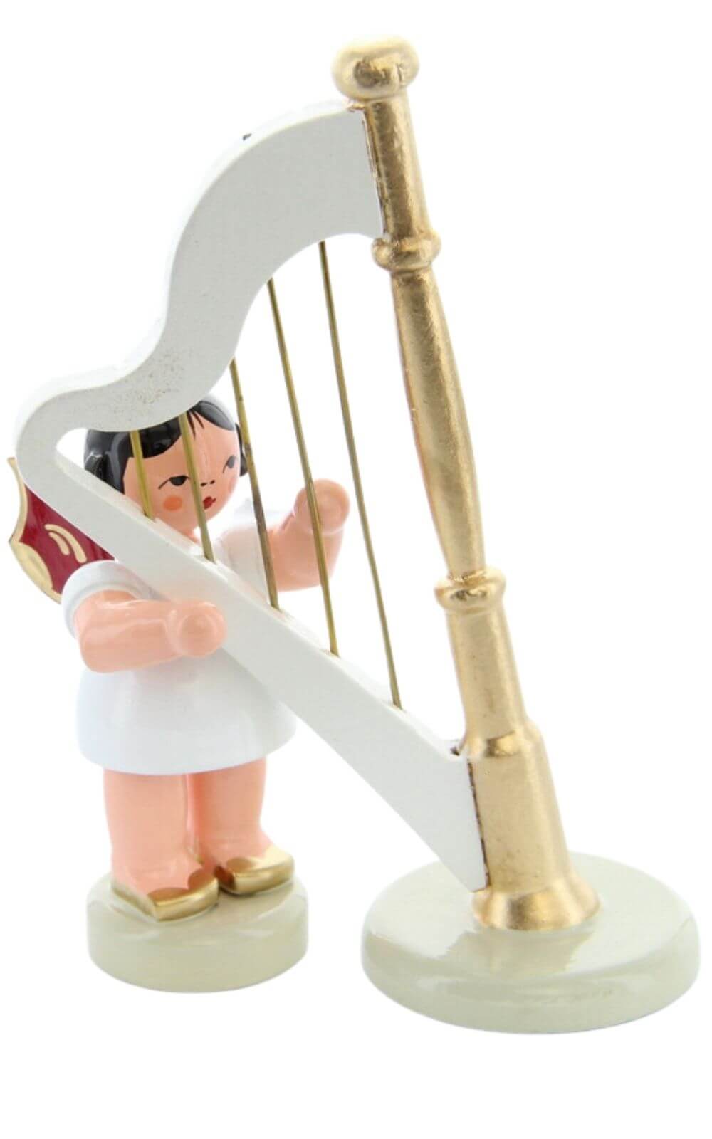 Weihnachtsengel mit Harfe und roten Flügeln von Figurenland Uhlig