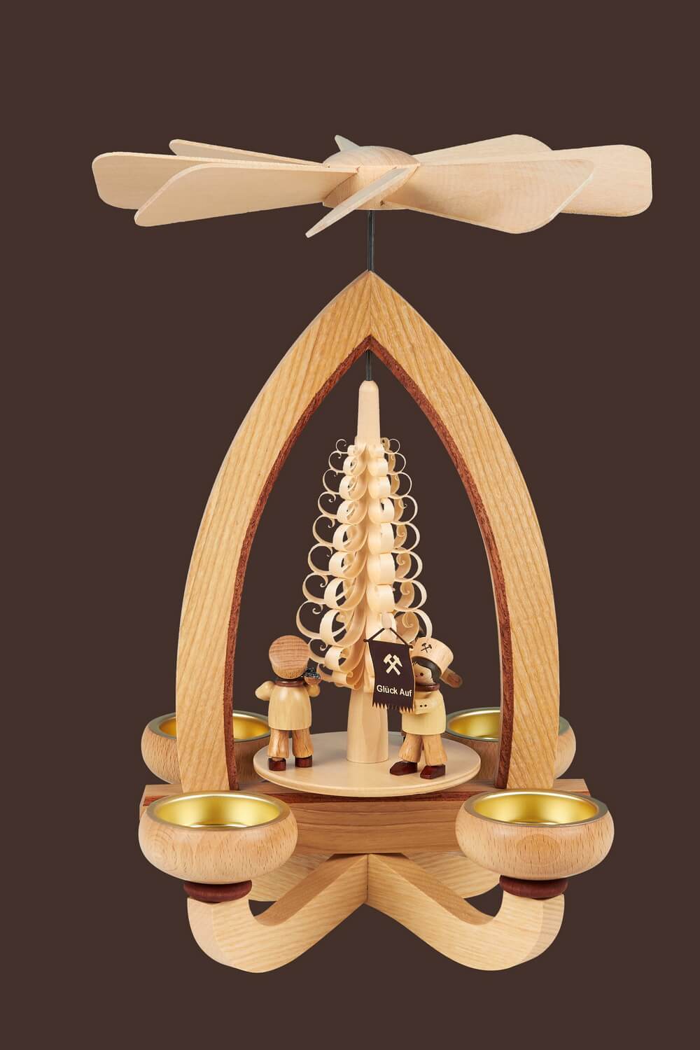 Weihnachtspyramide mit Bergmannszug für Teelichte, 28 cm von Heinz Lorenz_Bild2