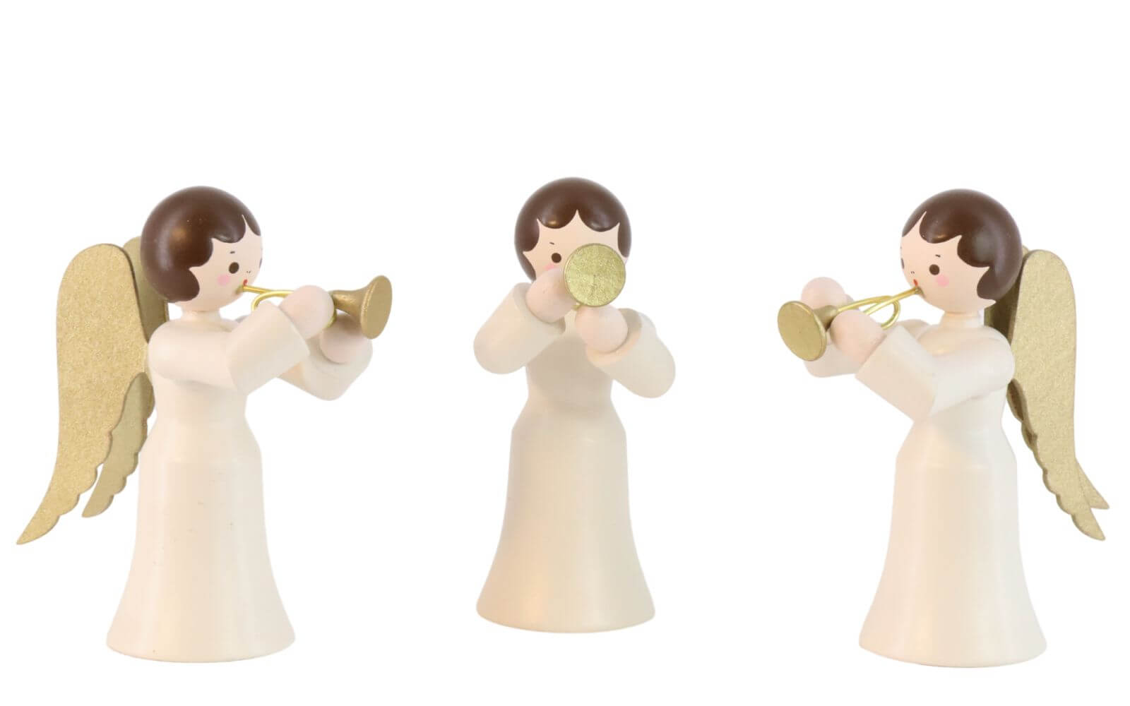 Weihnachtsengel mit Trompete, 3-teilig, weiss von Romy Thiel