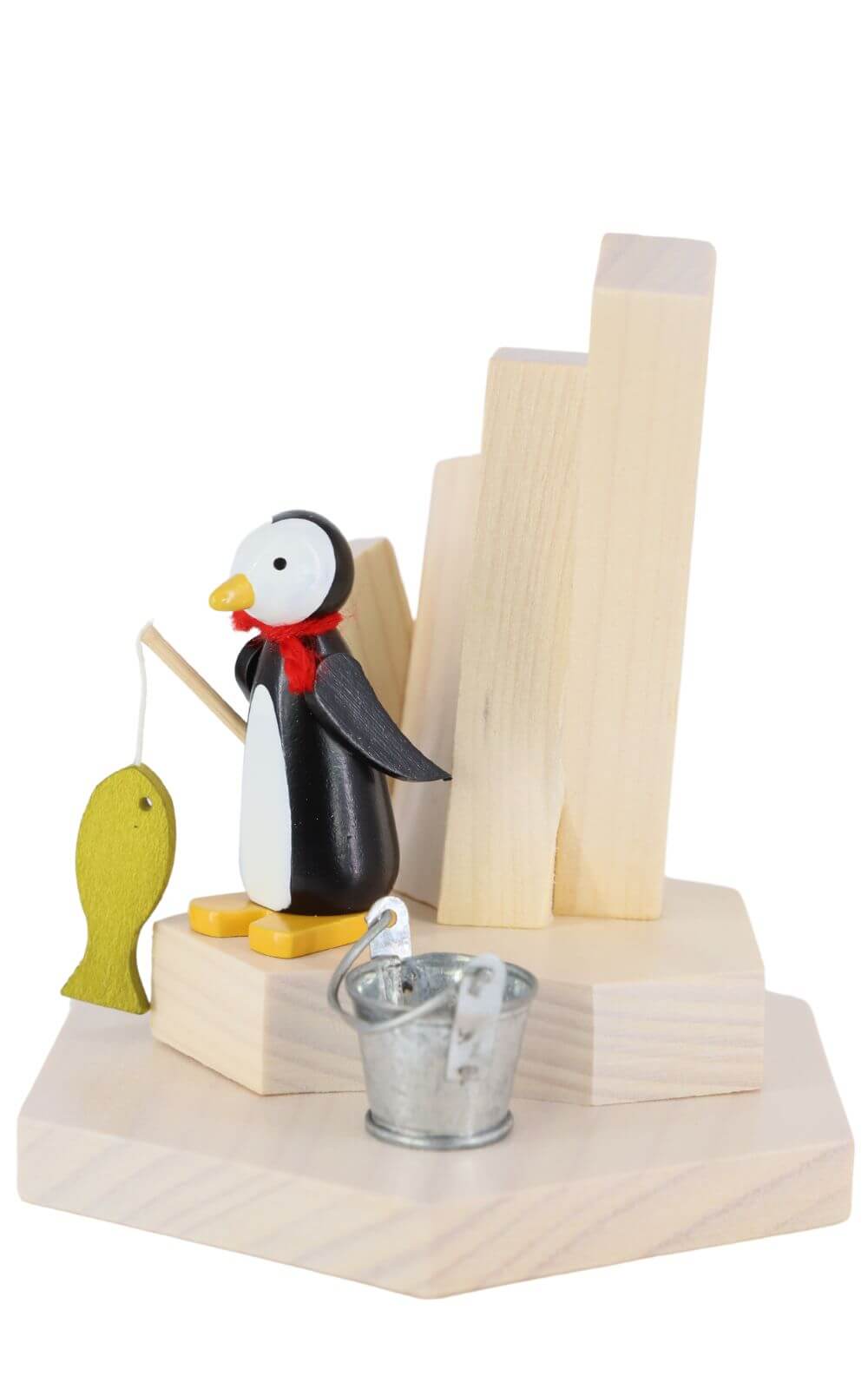 Miniatur Pinguin mit Angel, 9 cm, farbig von Ralf Zenker_2