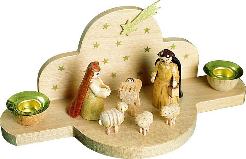 Weihnachtskerzenhalter Heilige Familie, 15 cm von Richard Glässer