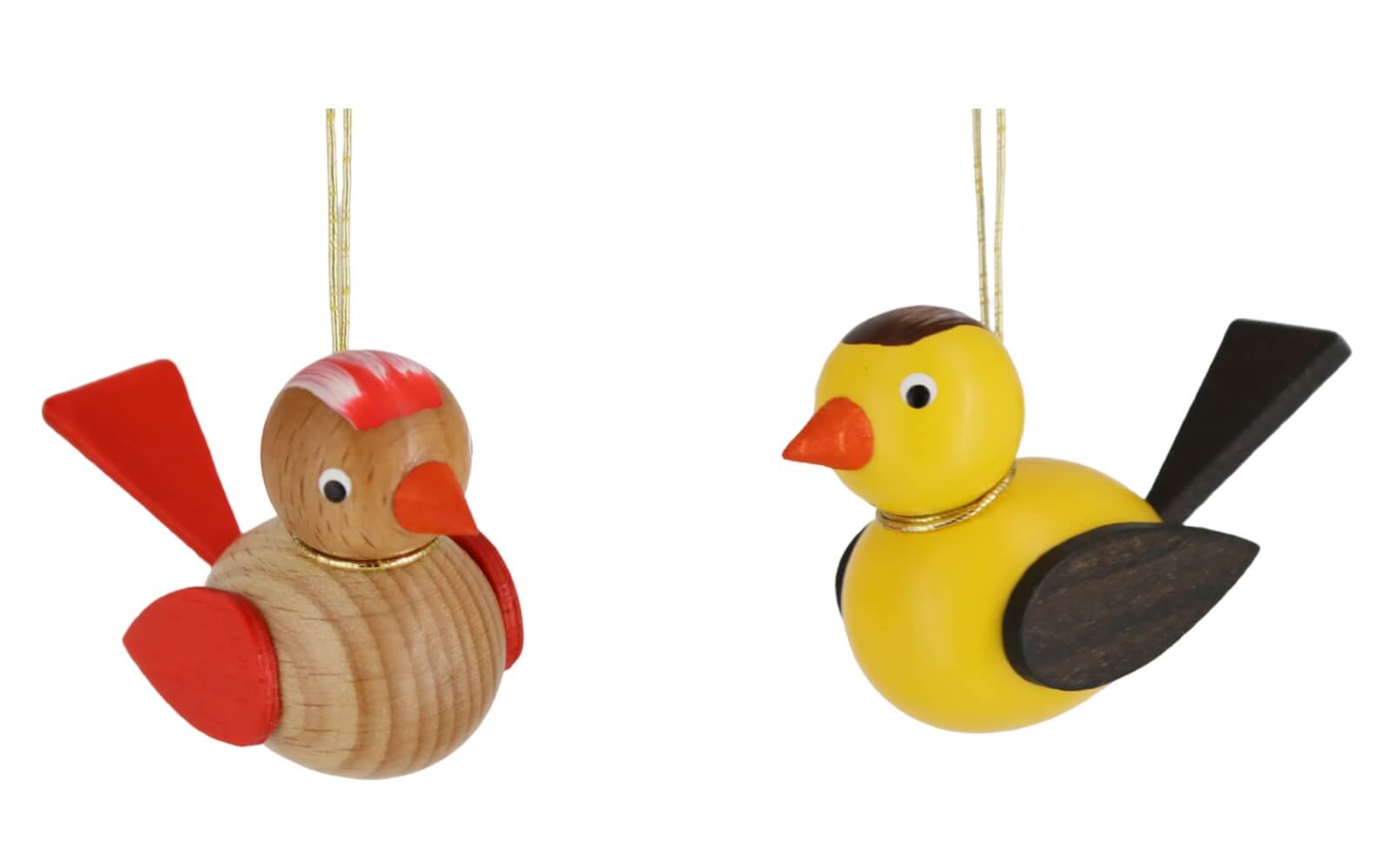 Vögel zum Hängen, 2 Stück, gelb/braun von SEIFFEN.COM_1