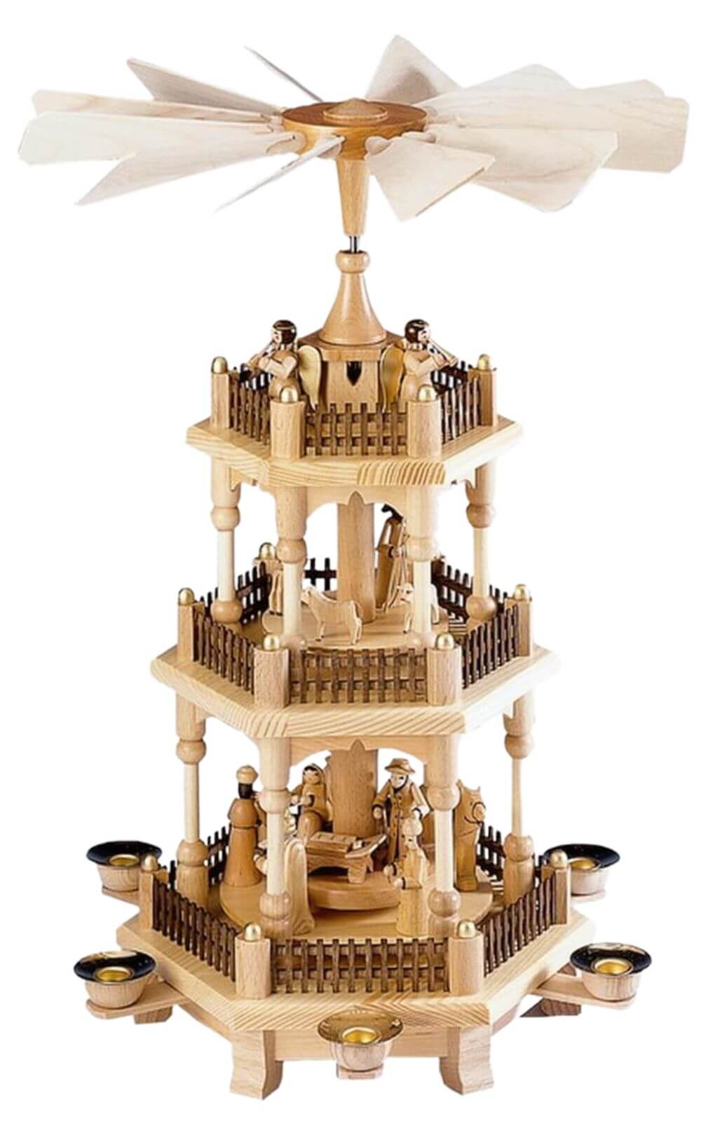 Weihnachtspyramide Heilige Familie, 3 - stöckig, 45 cm von Theo Lorenz