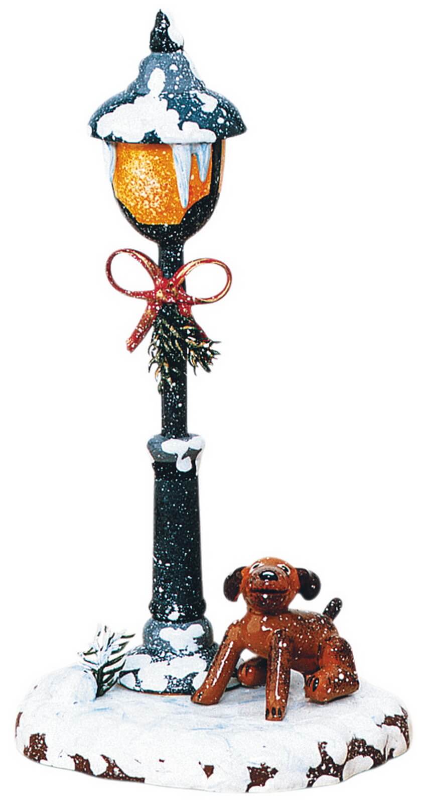 Winterkind Bello unter der Laterne, 12 cm, farbig von Hubrig Volkskunst