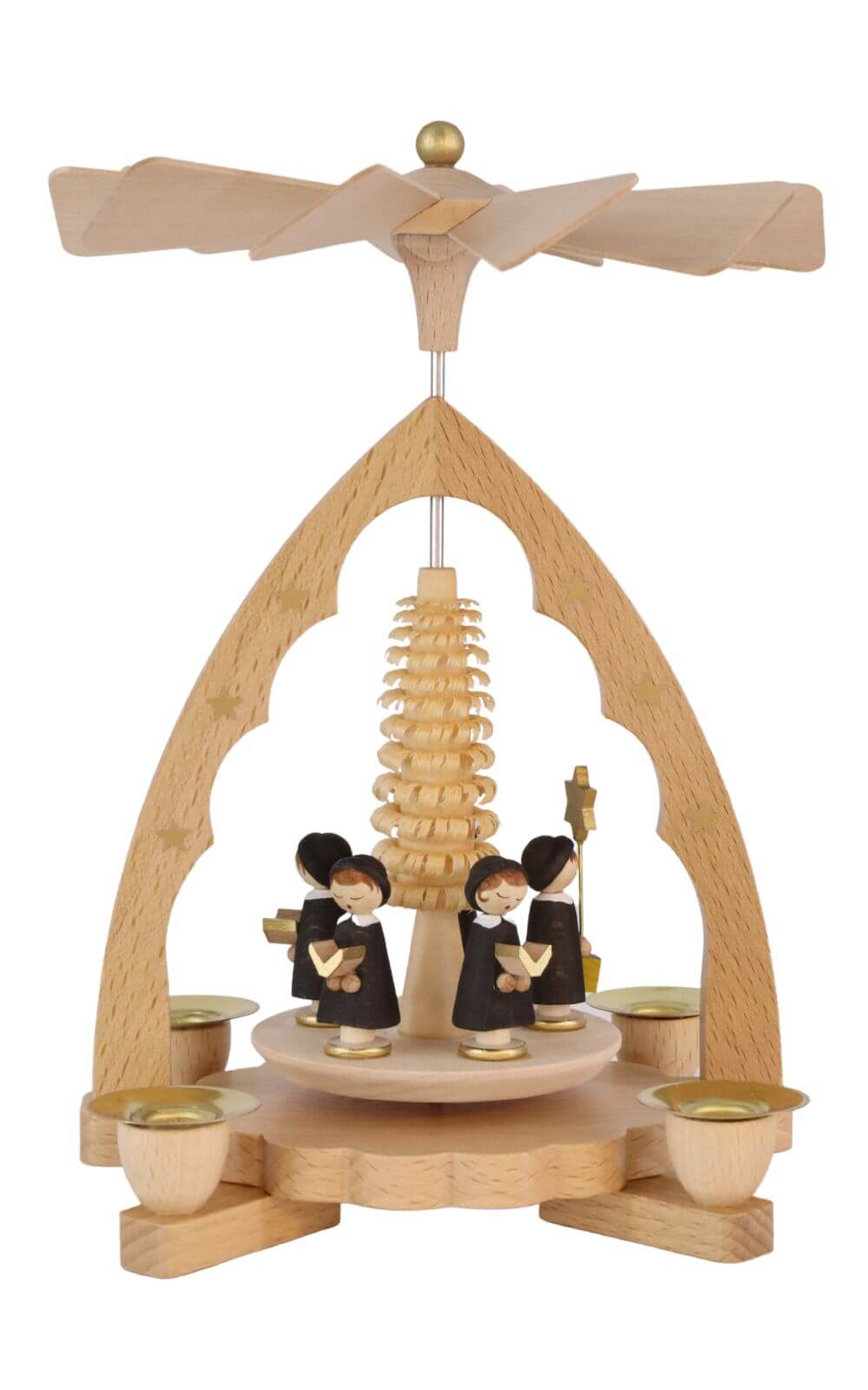 Weihnachtspyramide mit Kurrende, 19 cm, natur von Richard Glässer_2