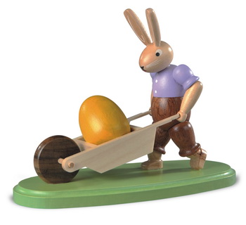 Osterhase mit Schubkarre, 11 cm von Müller Kleinkunst