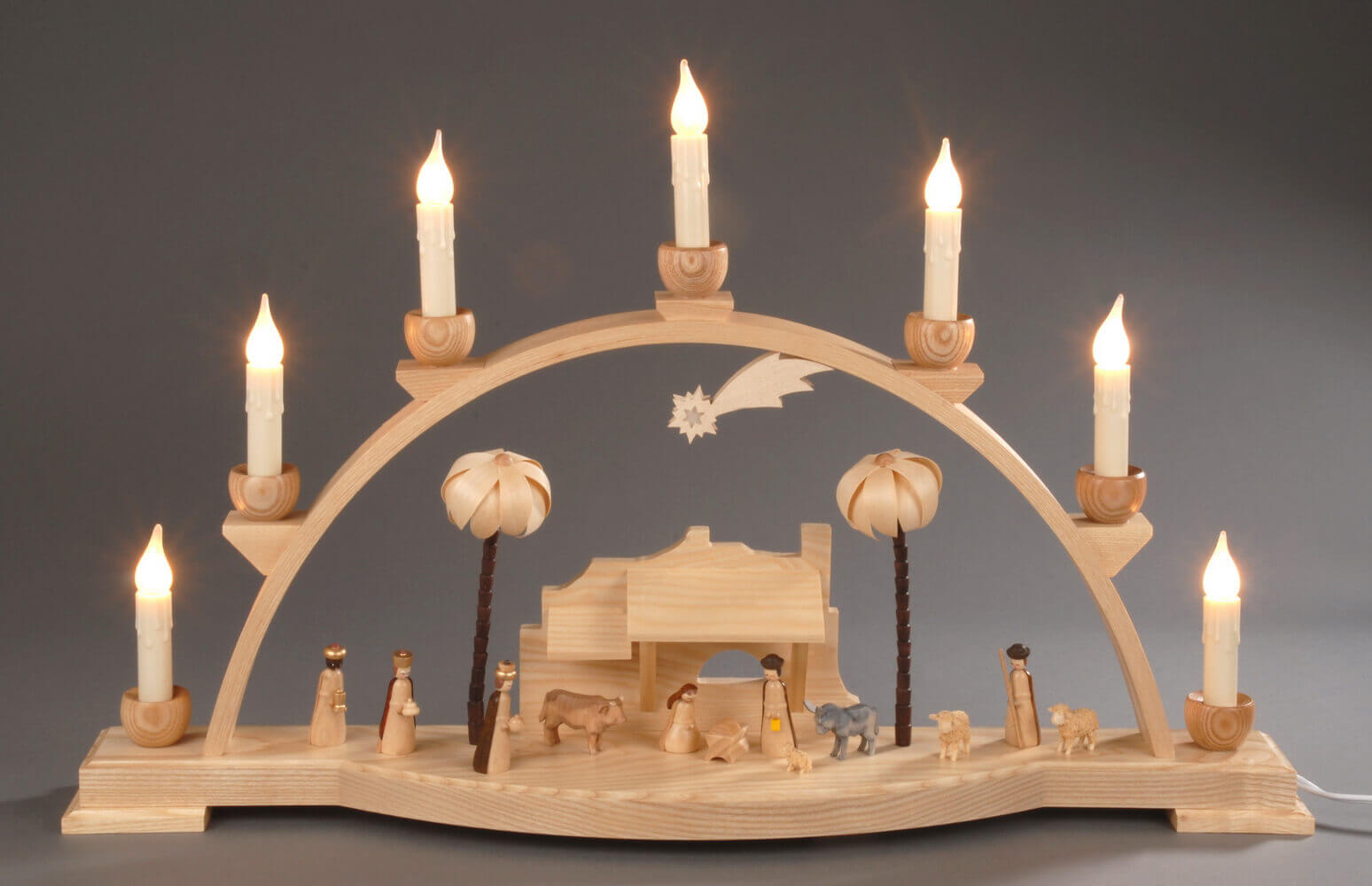 Schwibbogen Heilige Familie mit Flammenkerzen, 60 cm von Albin Preißler_1