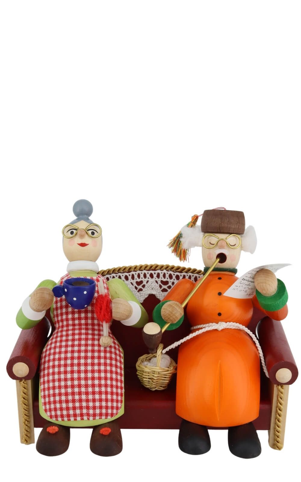 Räuchermännchen Oma und Opa auf dem Sofa von Richard Glässer_3