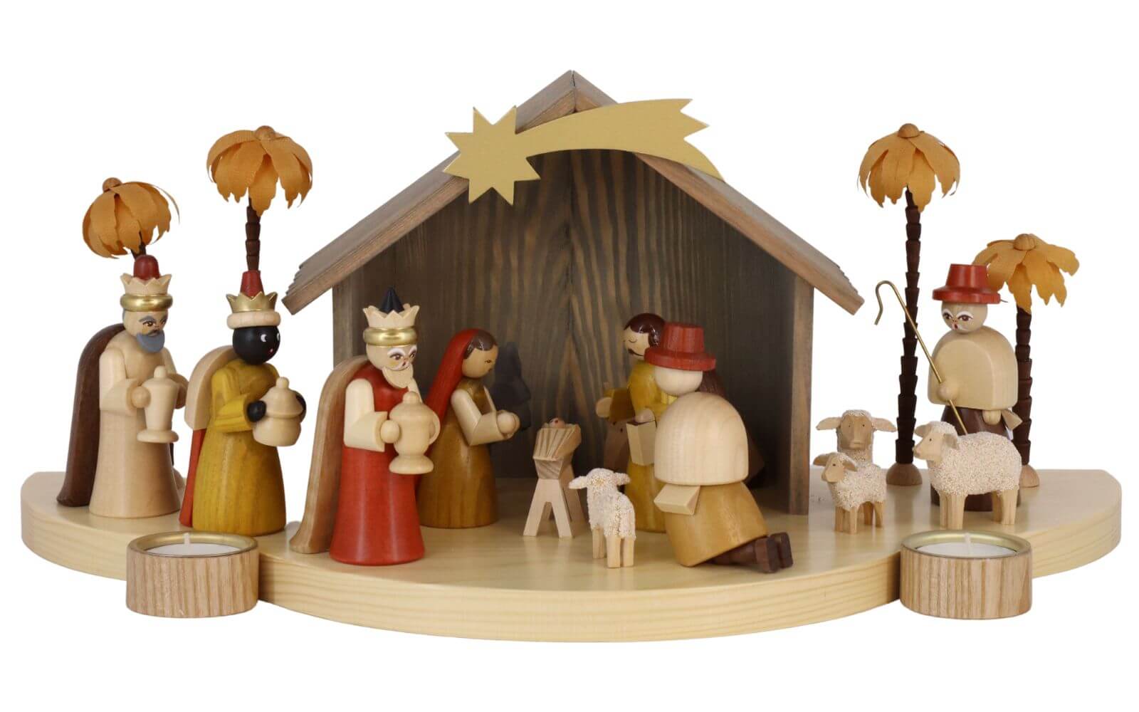 Sockel für Teelichte mit Weihnachtskrippe, 20 cm von Richard Glässer