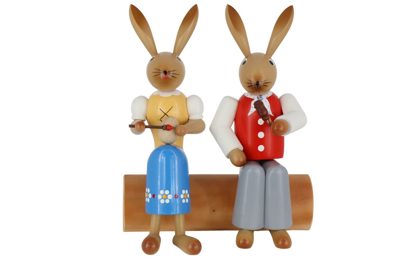 Osterhasenpaar auf Baumstamm, 24 cm von SEIFFEN.COM_1