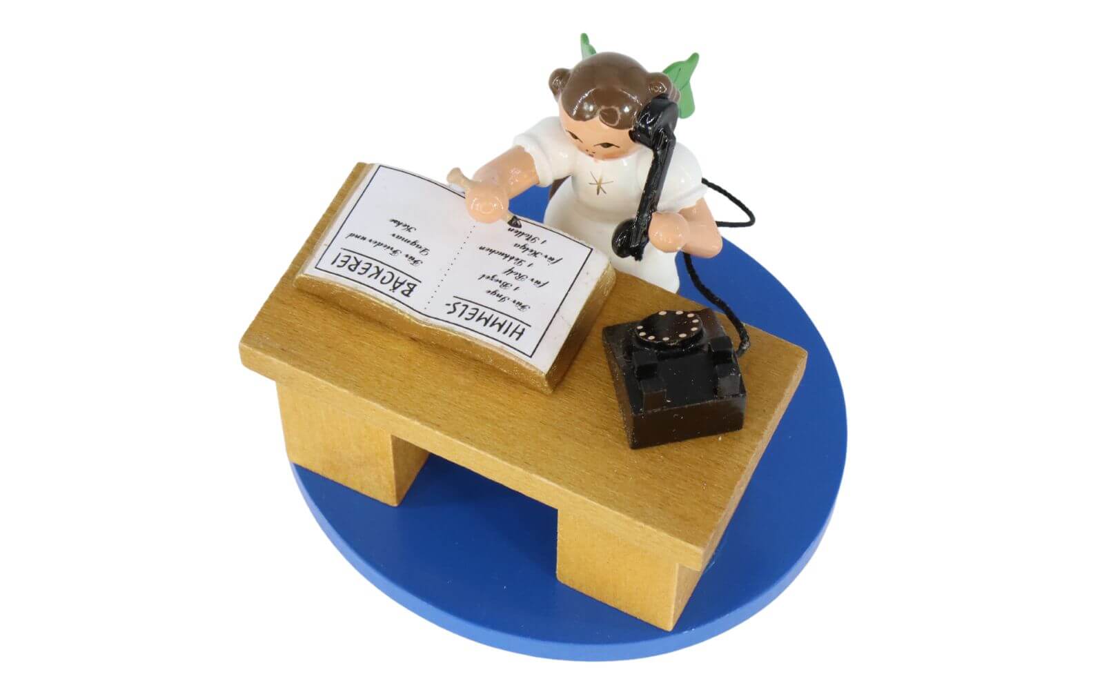 Miniatur Weihnachtsengel am Schreibtisch, 6 cm, farbig von Richard Glässer_4