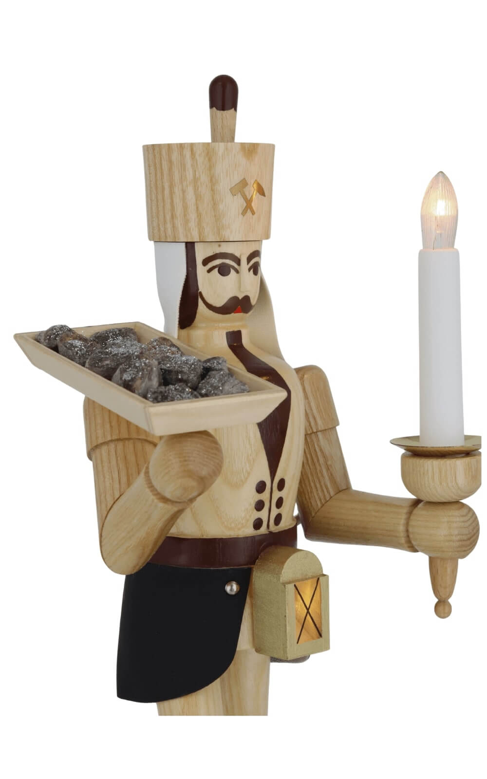 Bergmann mit Erzschale und Bauchlampe, natur, 34 cm von SEIFFEN.COM_4