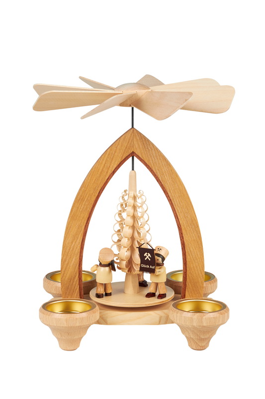 Weihnachtspyramide für Teelichte Bergmannszug, 26 cm von Heinz Lorenz