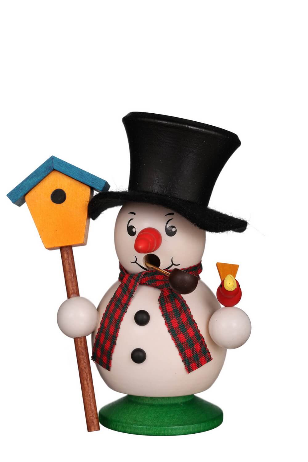 Räuchermännchen Schneemann mit Vogelhaus, 11 cm, farbig von Christian Ulbricht