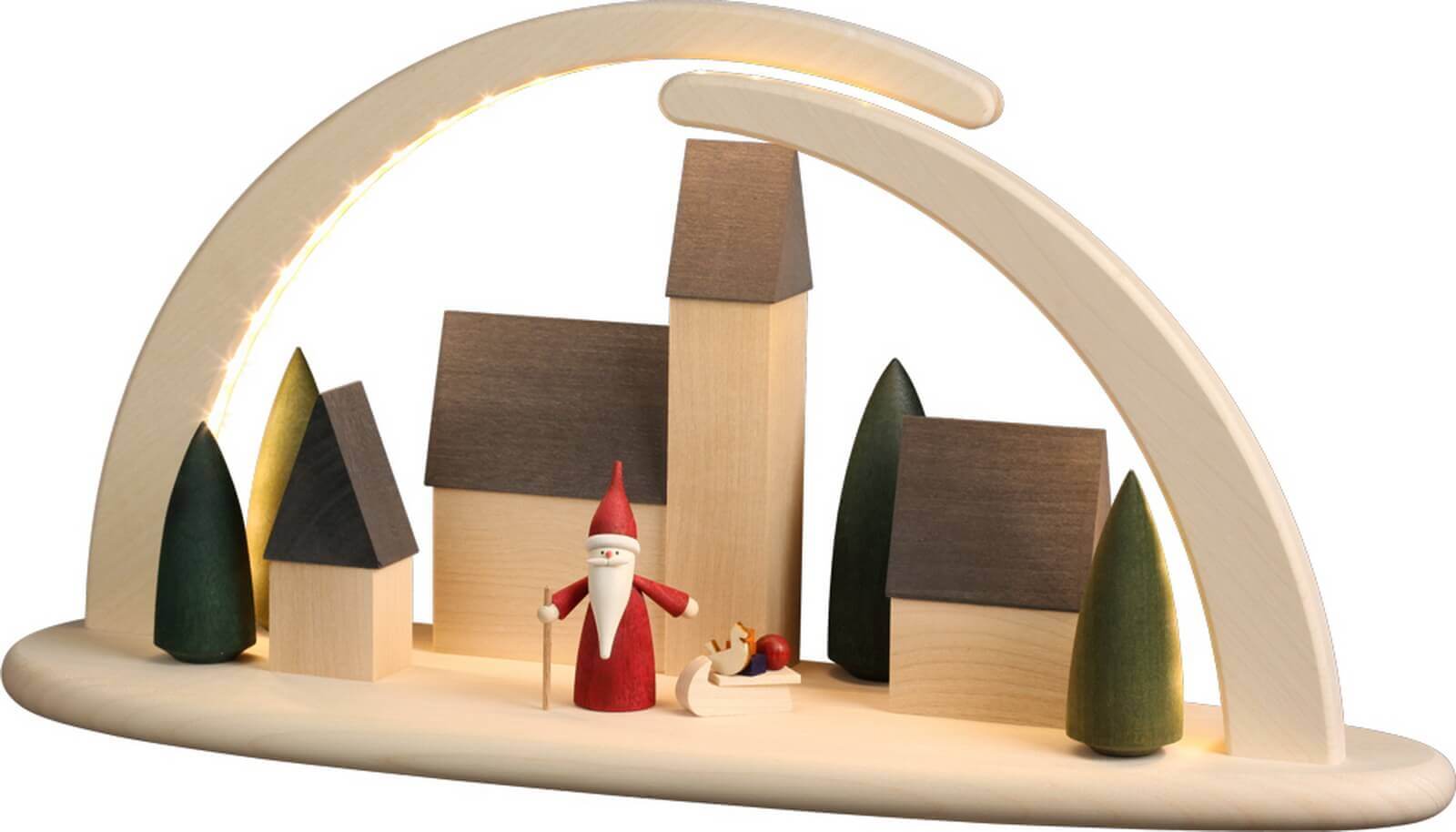 LED Schwibbogen, doppelt, Weihnachtswichtel in der Stadt von Seiffener Volkskunst eG
