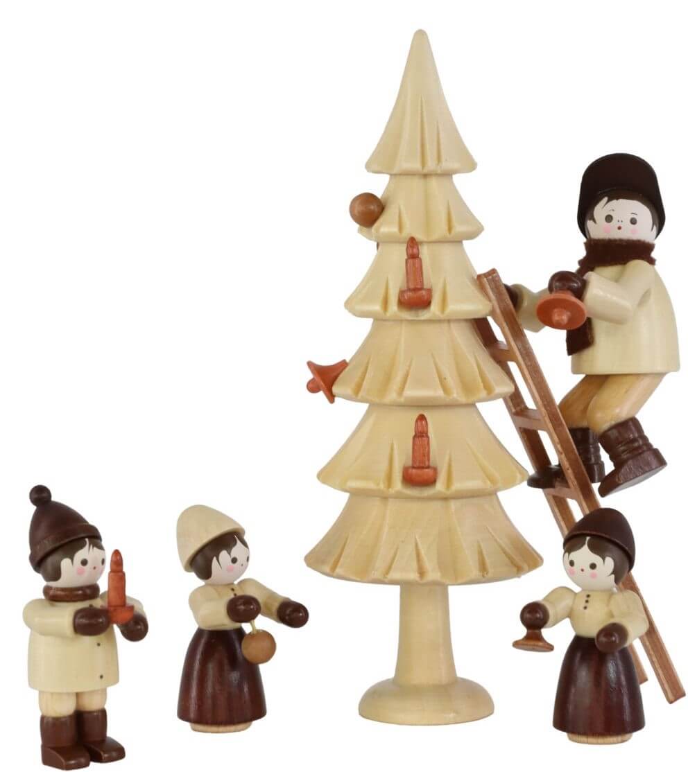 Weihnachtsbaum schmücken, 4 - teilig, natur von Romy Thiel