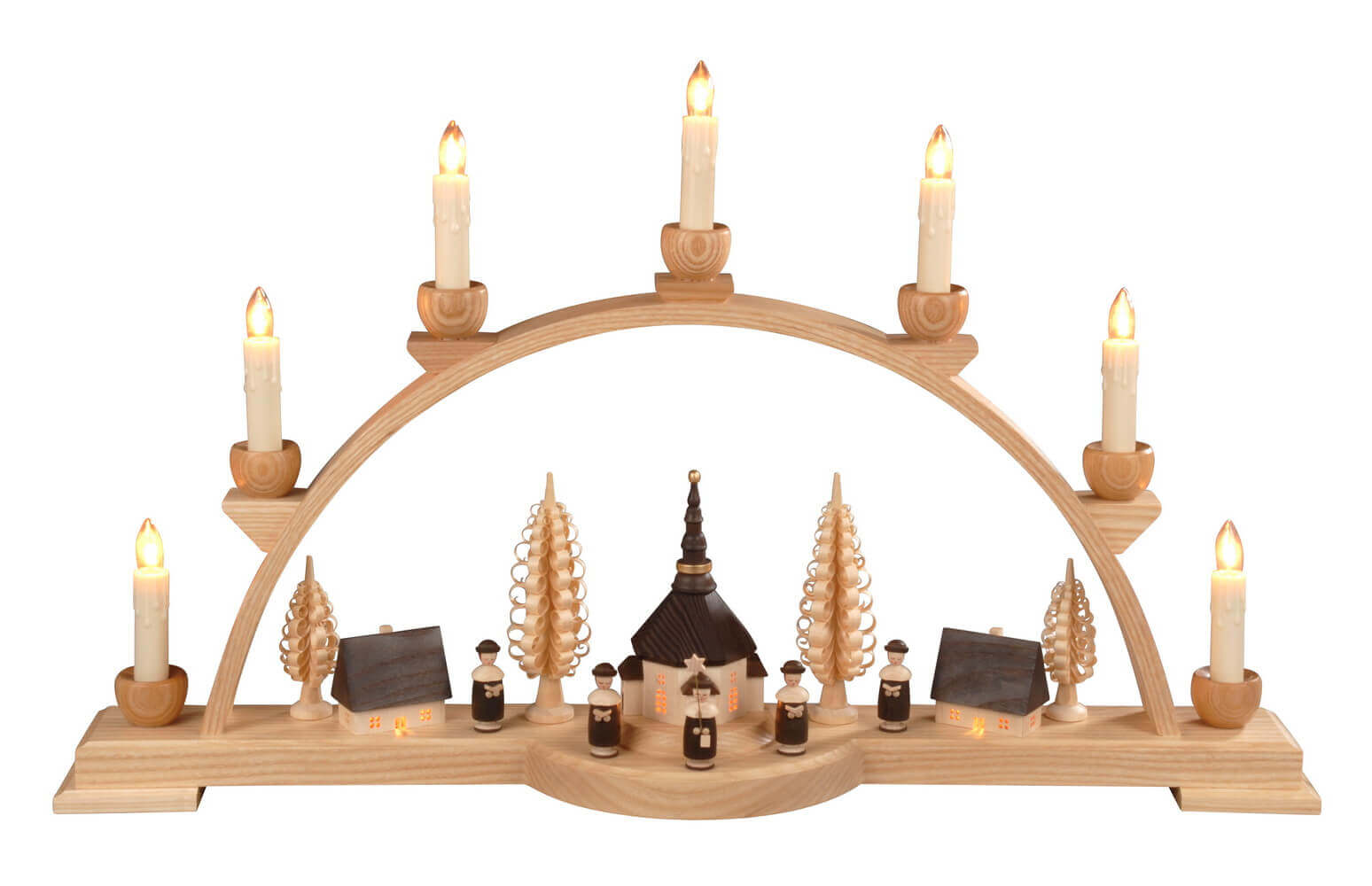 Schwibbogen mit Seiffener Dorf und Kurrende, 60 cm, elektrisch von Albin Preißler_Bild1