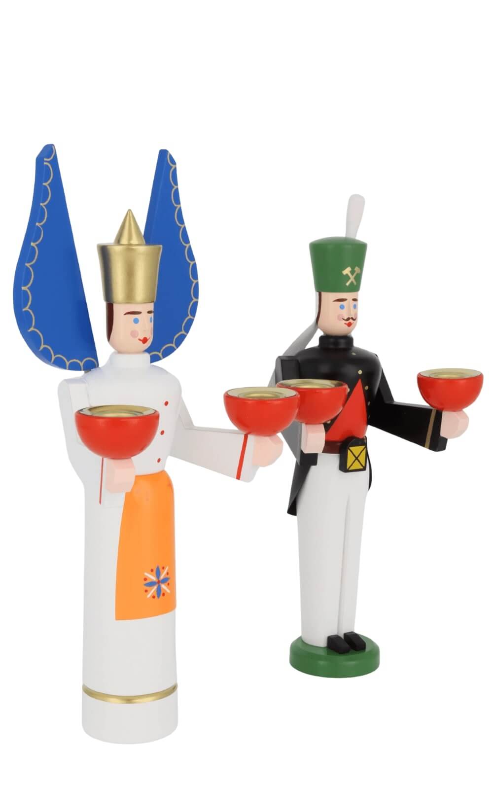 Bergmann und Engel mit orangenem Kleid von Eckert Volkskunstwerkstatt_2