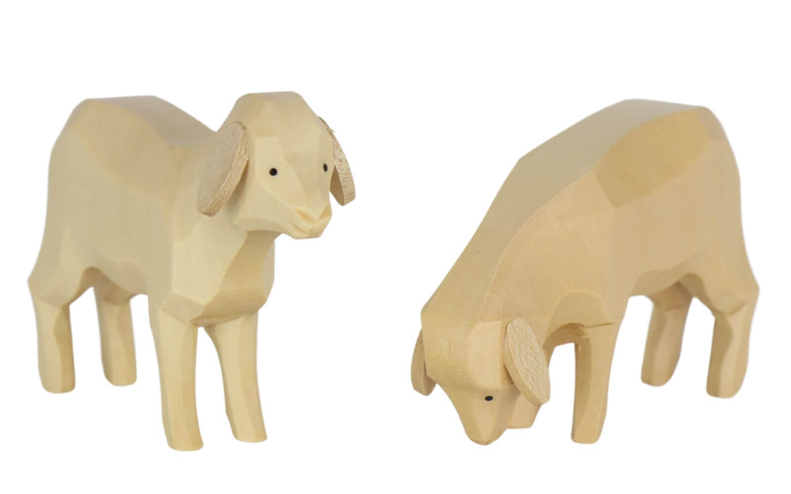 Miniatur Schafe, 2er Set, handgeschnitzt, 6 und 8 cm, natur von Müller Kleinkunst_1