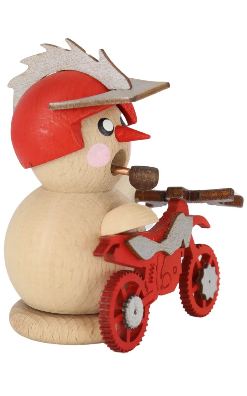 Räuchermännchen Biker mit rotem Crossmotorrad, 8 cm von Gerd Hofmann_2