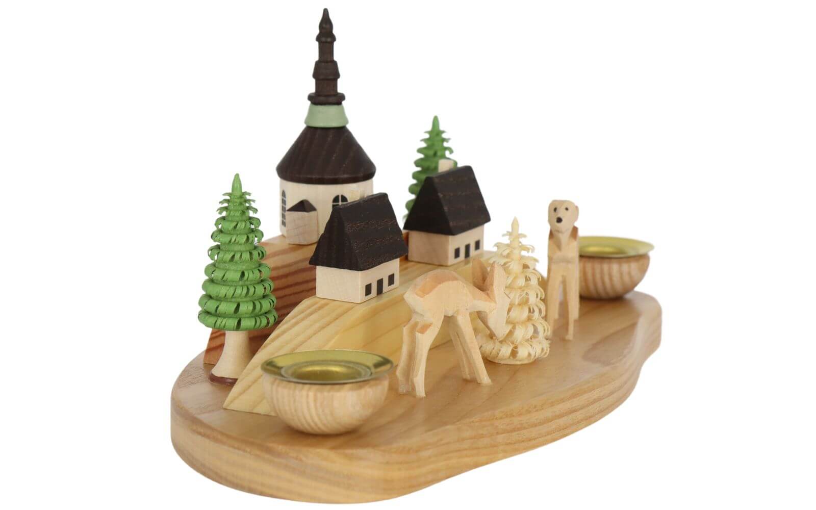 Weihnachtskerzenhalter Dorf mit Rehe von Knuth Neuber_2