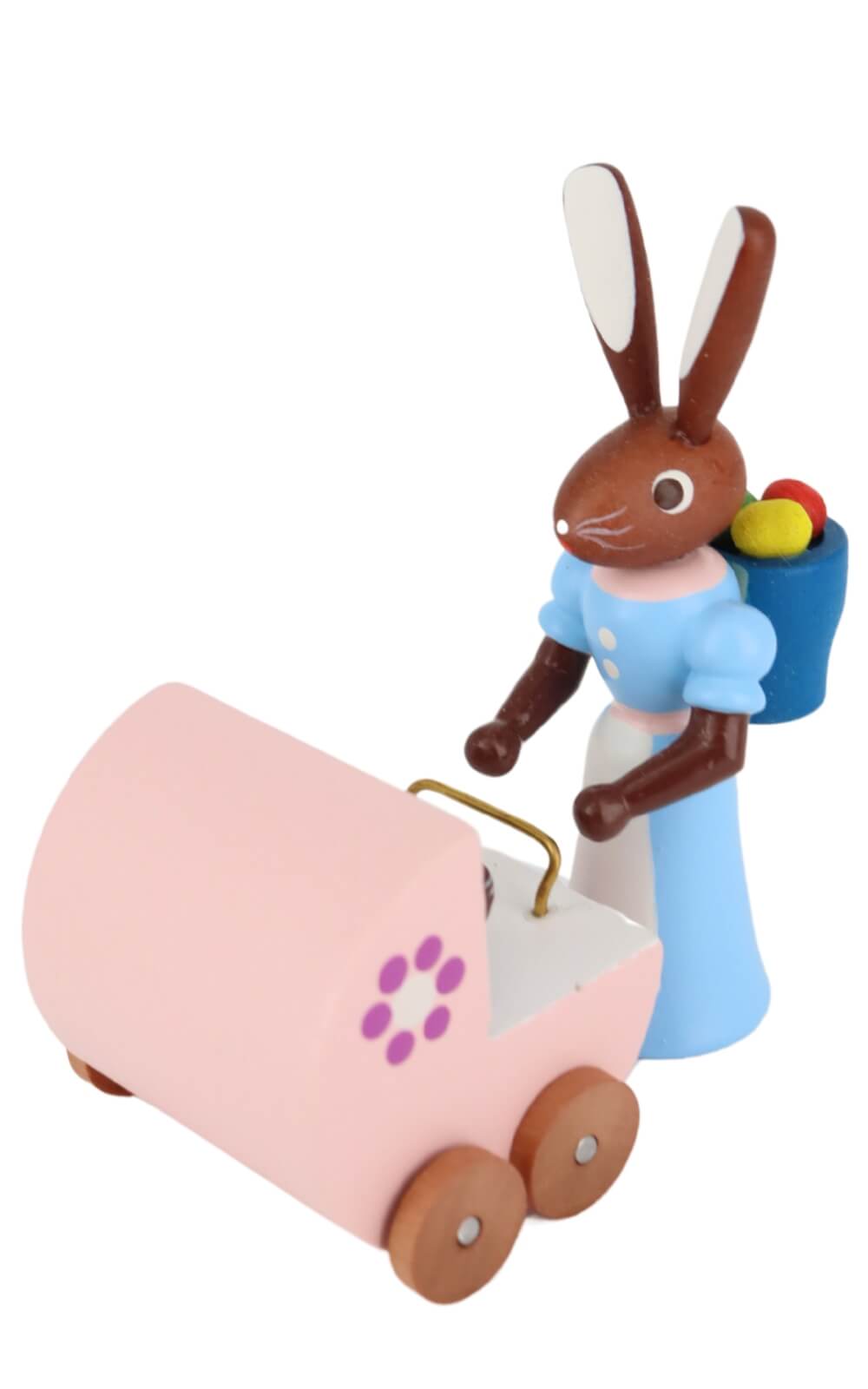 Osterhase Mutter mit Zwillingswagen, 6 cm, farbig von Stephan Kaden_2