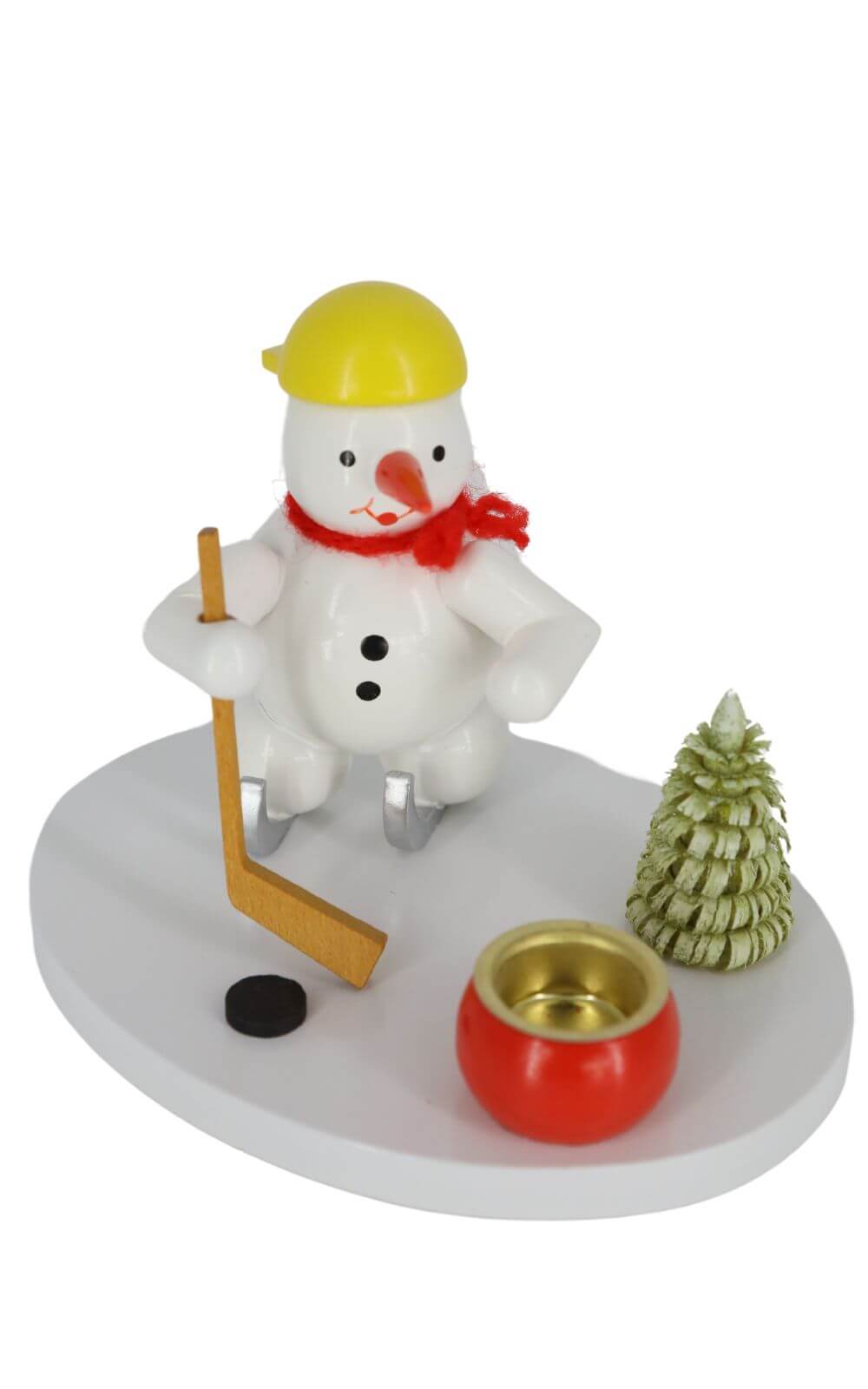 Kerzenhalter mit Schneemann Eishockeyspieler, farbig, 8 cm von Ralf Zenker