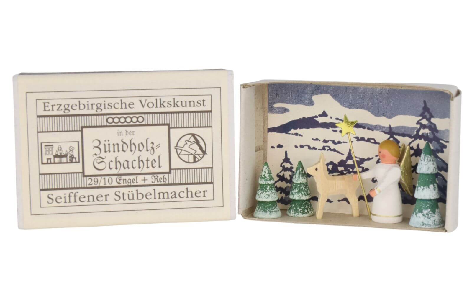 Zündholzschachtel Engel mit Reh von Gunter Flath