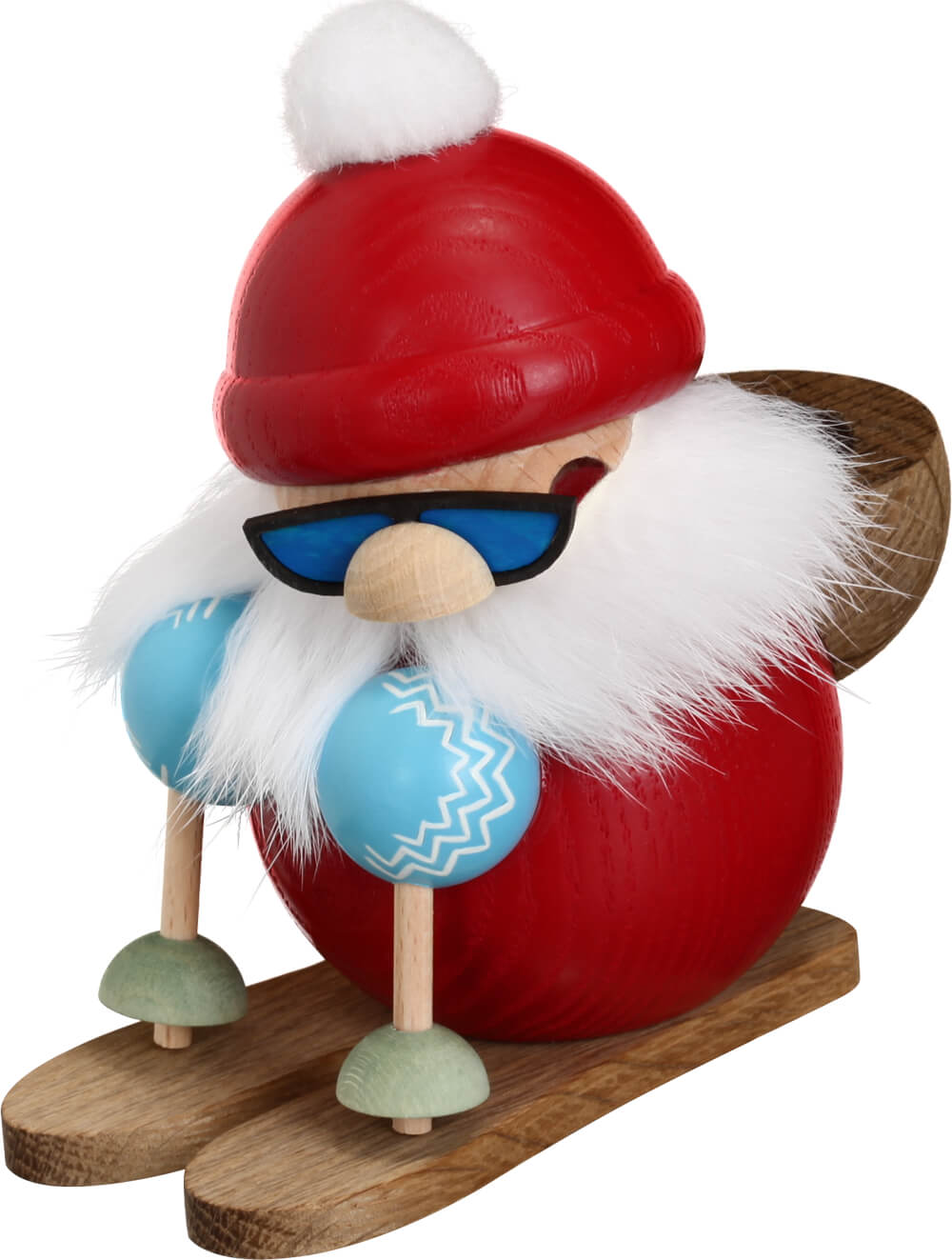 Räuchermännchen - Kugelräuchermann Nikolaus auf Ski, 15 cm von Seiffener Volkskunst eG